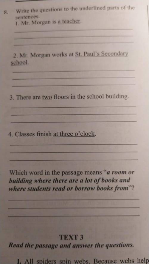 write the questions to the underlined parts of the sentences.