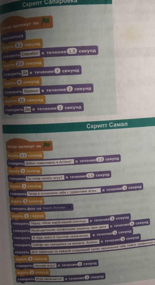 Таблица 12. Скрипты диалога Сапарбека и Самал Скрипт Сапарбекакогда щелкнут поПоказатьсяждать 3.3 се