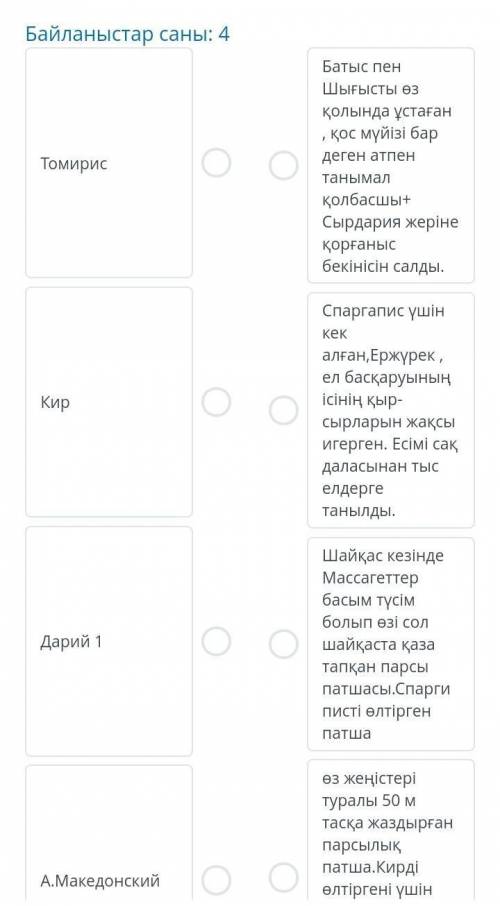 Тарих тұлғаларды дұрыс жауабымен сәйкестіндір​