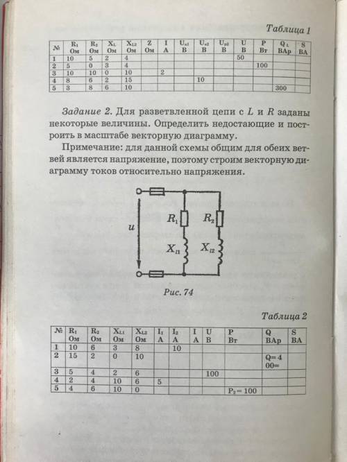 Заполнить таблицы к заданиям 1 и 2