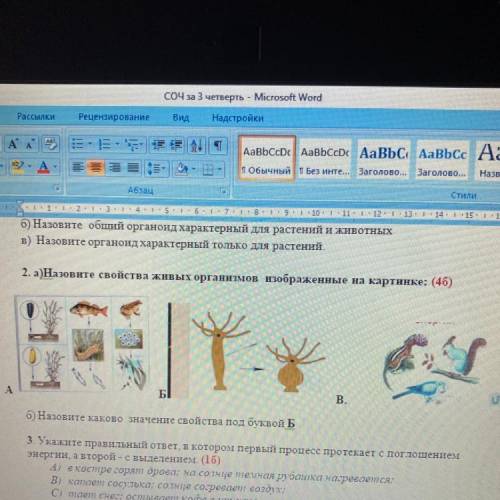 2. а)Назовите свойства живых организмов изображение на картинке: (46) В. 6) Назовите каково значение