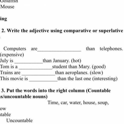 Write the adjective using comparative or superlative form