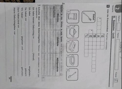 , контрольная работа с Немецкого Языка, 6 класс​