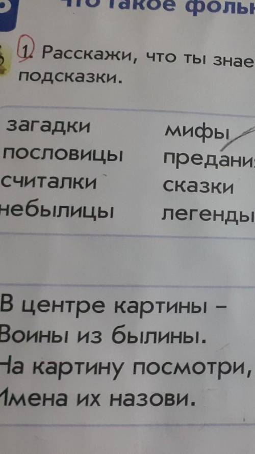 1. Расскажи, что ты знаешь о фольклоре. подсказки.Батыр умирзагадки мифы оставляет,Пословицы предани