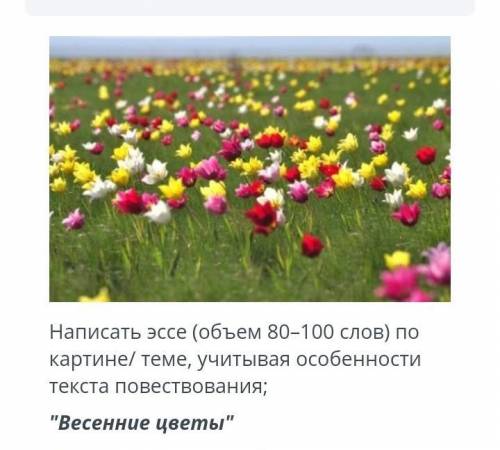 Напишите эссе по кортинке, тема весенние цветы ​