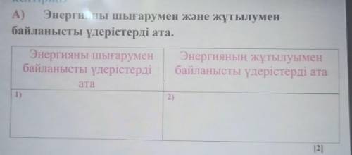 А) Энергияны шығарумен және жұтылумен байланысты үдерістерді ата.1)(сурак)Энергияны шығарумен2)(сура