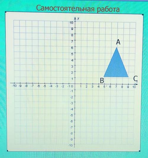 1) Запишите координаты точек А „В, С. 2) Постройте треугольник А, В, С, симметричный ABC относительн