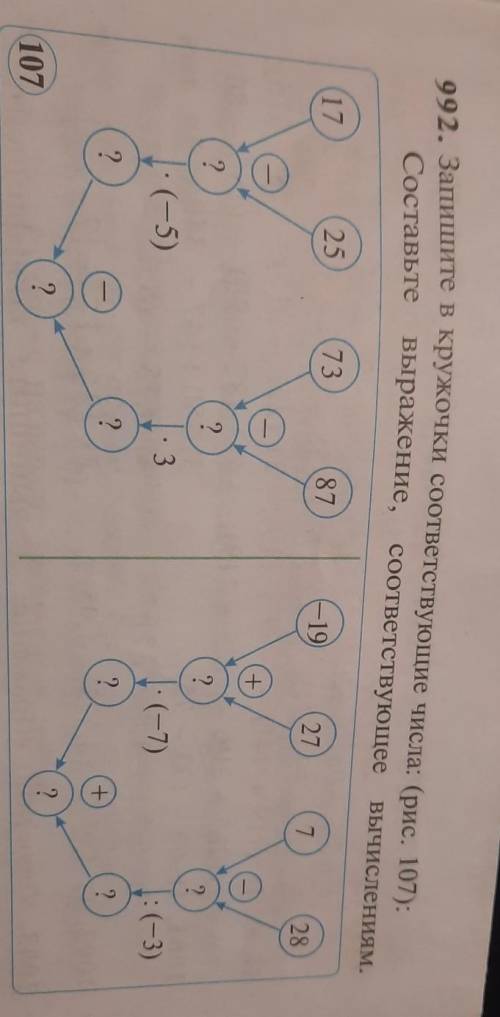 Запишите в кружке соответствующие числа рисунок 107 Составьте выражение соответствующие вычисления​