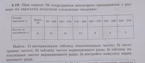 4.18. При опросе 70 сотрудников некоторого предприятия ораз- мере их зарплаты получили следующие све