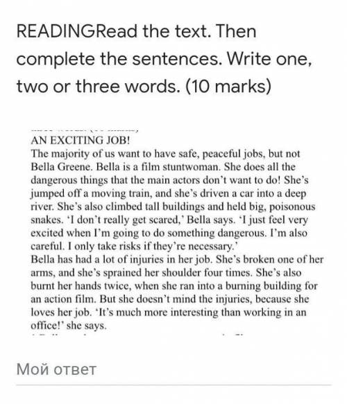 READINGRead the text. Then complete the sentences. Write one, two or three words. (10 marks​