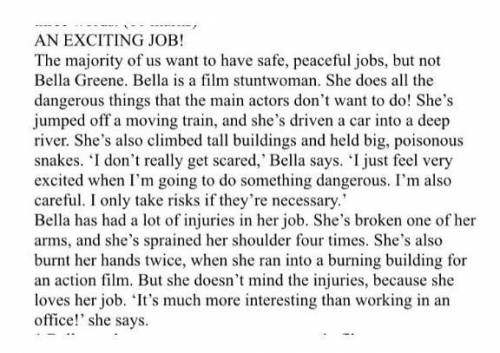 2.Bella's job isn't peaceful. It's Мой ответ.​