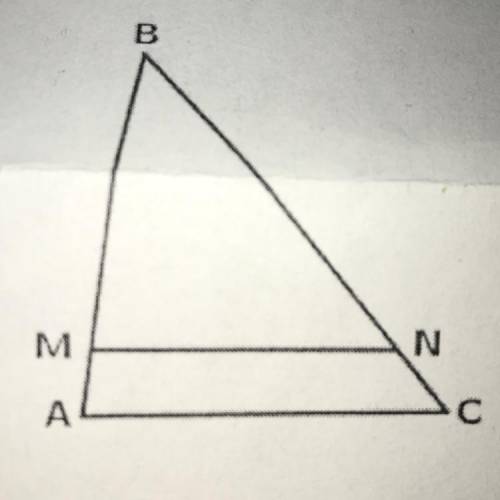 Прямая параллельная стороне АС треугольника АВС, пересекает стороны АВ и ВС в точках М и N соответст