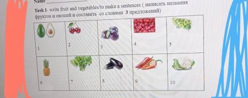 Task 1 unite fiuit and vegetables to make a sentences (HancatB Cryktos nosonelt it cocranus CO CroBa