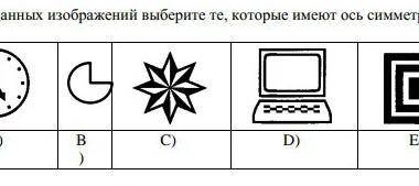 Из данных изображений выберите те, которые имеют ось симметрии:​