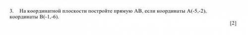 На координатной плоскости постройте прямую AB если координаты А (-5, - 2) координаты B (-1, - 6)​