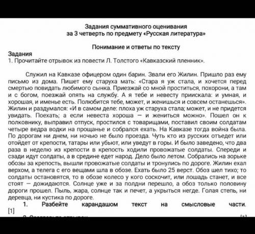 1 Разбейте карандашом текст на смыслового части умаляю вас нужно​