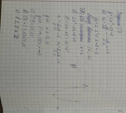 Дана функция y=-2x^2+8x-6 . а) вычислите координаты вершины параболы;б) запишите уравнение оси симме