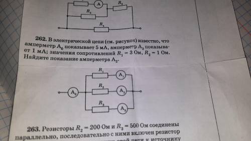 В электрической цепи (см.рисунок) известно, что амперсети А0 показывает 5 мА, амперметр А3 показывае