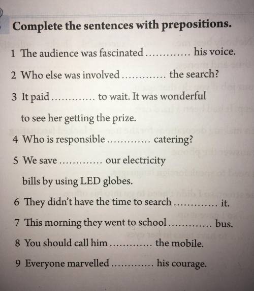 Complete the sentences with prepositions.