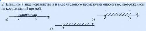 запишите в видео неравенства и в виде числового промежутка множество,изображённое на координатной пр