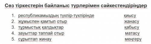 Сөз тіркестерін байланыс түрлерімен сәйкестендіріңдер