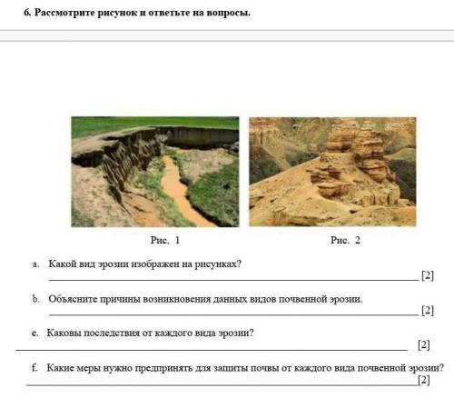 Рассмотрите рисунок и ответьте на вопросы. Рис. 1Рис. 2a. Какой вид эрозии изображен на рисунках?b.