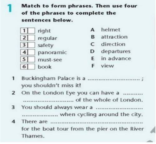 Task 1Match to form phrases. Then use fourof the phrases to complete thesentences below.1)right2)reg