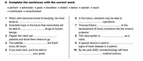 Complete the sentences with the correct word.