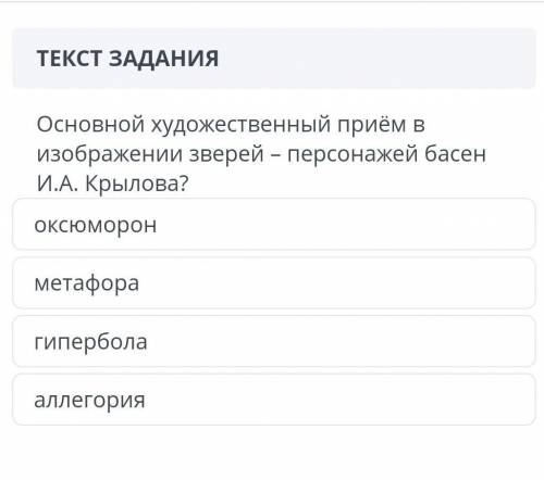 Основной художественный приём в изображении зверей-персонажей басен И.А Крылова ​