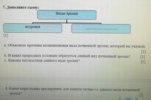 7. Дополните схему: Виды эрозииветроваяа. Объясните причины возникновения вида почвенной эрозии, кот