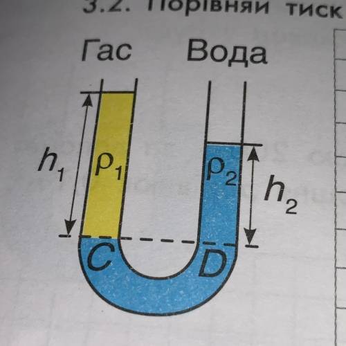 3.2. Порівняй тиск двох рідин на рівні CD у сполучених посудинах. БУДЬ ЛАСКА