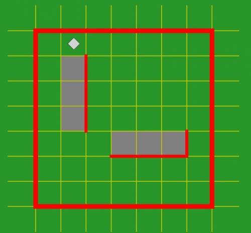 На поле, параметры длины и ширины которого неизвестны(длина стен так же не известна) написать алгори