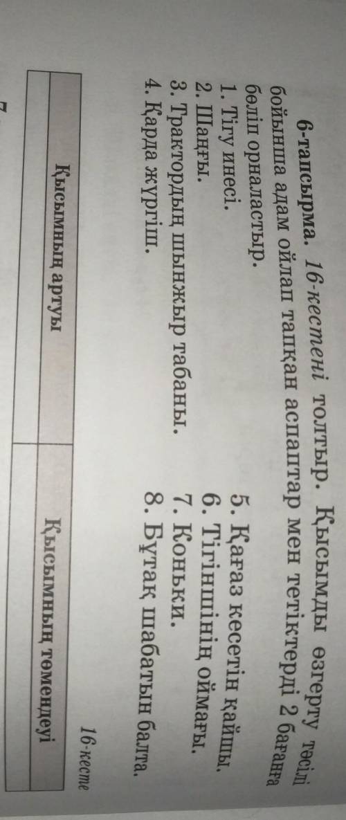 Өтінемін маған көмектесіп жіберіңіздершіөтініш 6-тапсырма. 16-кестені толтыр. Қысымды өзгерту тәсілі