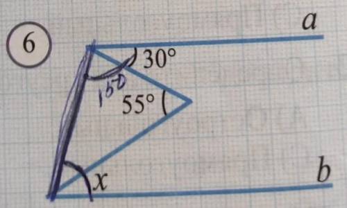 Найдите угол x , если a паралельна b на рисунке 6​