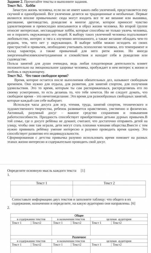 я знаю что это легко, но от всей души вас умоляю! вы должны прочитать 2текста и написать основную мы