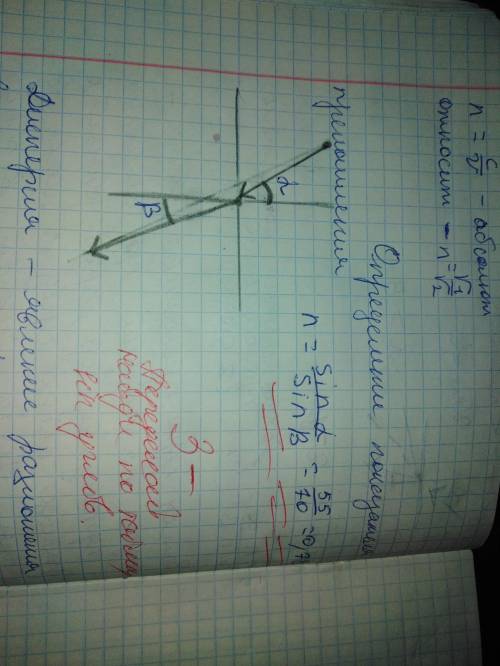 физика 9 класс определите показатель преломлениякак посчитать