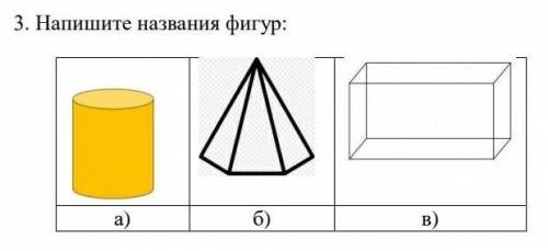 Напишите названия фигур:а) б) в)​