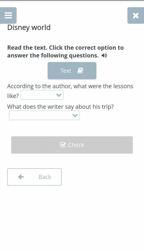 Disney world Read the text. Click the correct option to answer the following questions. According to
