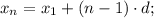 x_{n}=x_{1}+(n-1) \cdot d;