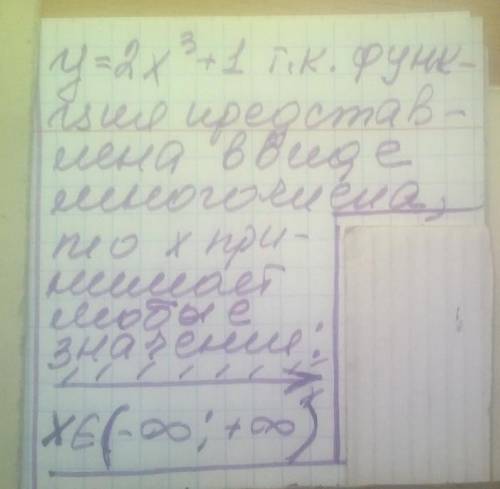 Знайдіть область визначення функції y=2x³+1​