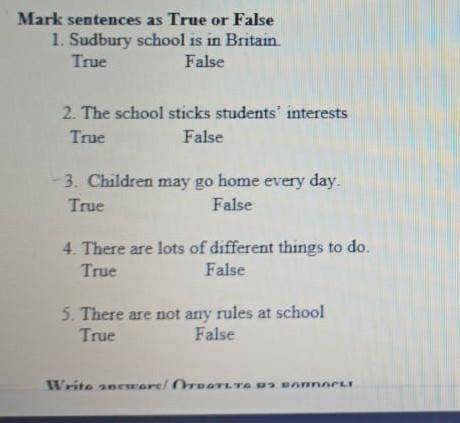 Mark sentences as True of False​