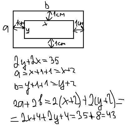 Как решить задачу:В прямоугольнике сделали прямоугольную дыру. Ширина получившейся рамки — 1 см. Пер