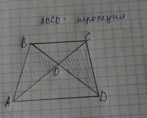 Как доказать равенство площадей треугольников ОВС и ОСD​