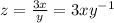 z = \frac{3x}{y} = 3x {y}^{ - 1} \\