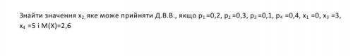 решить )) Найти значение х2, которое может принять Д.В.В., если p1 = 0,2, p2 = 0,3, p3 = 0,1, p4 = 0