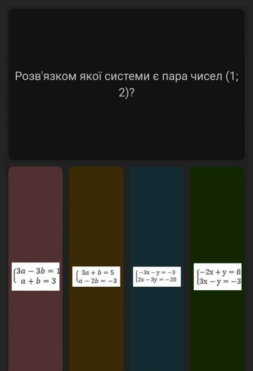 розв'язком якої системи пара чисел (1;2)?​