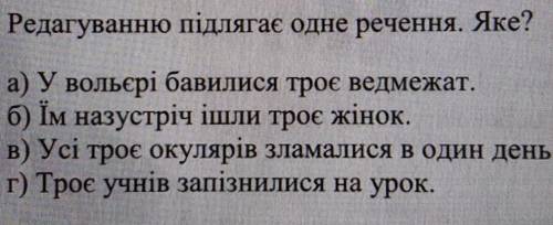 Редагуванню підлягає одне речення. Яке? ​