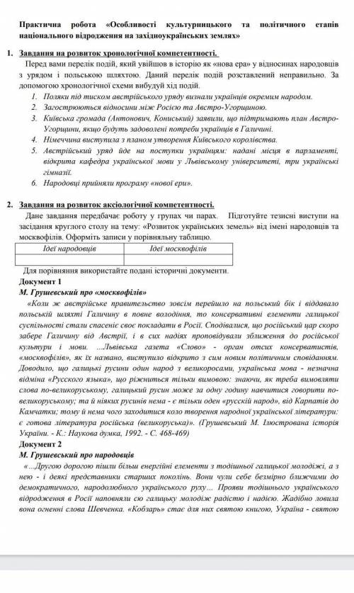 Практична робота на тему Особливості культурницького та політичного етапів національного відродженн