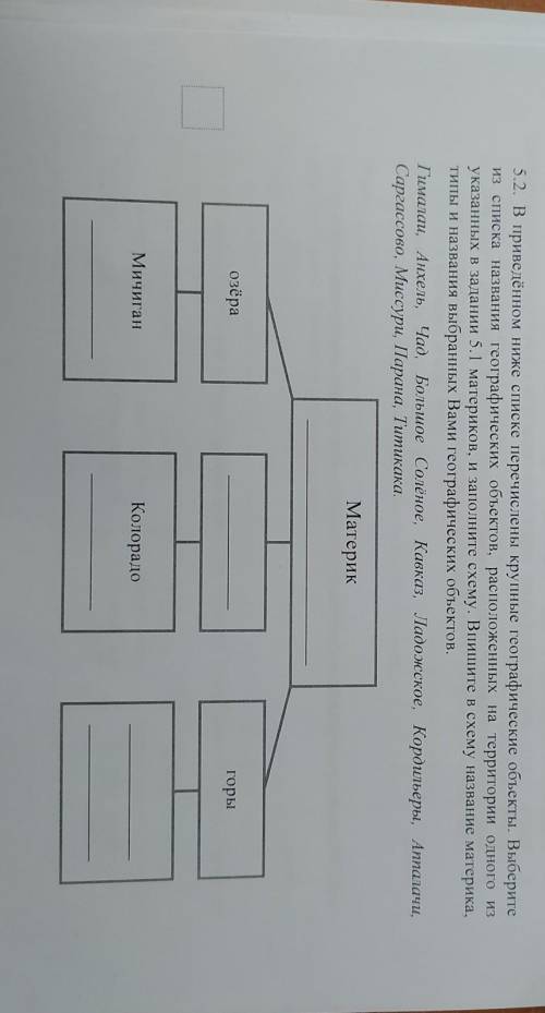 5.2. В приведённом ниже списке перечислены крупные географические объекты. Выберите из списка назван