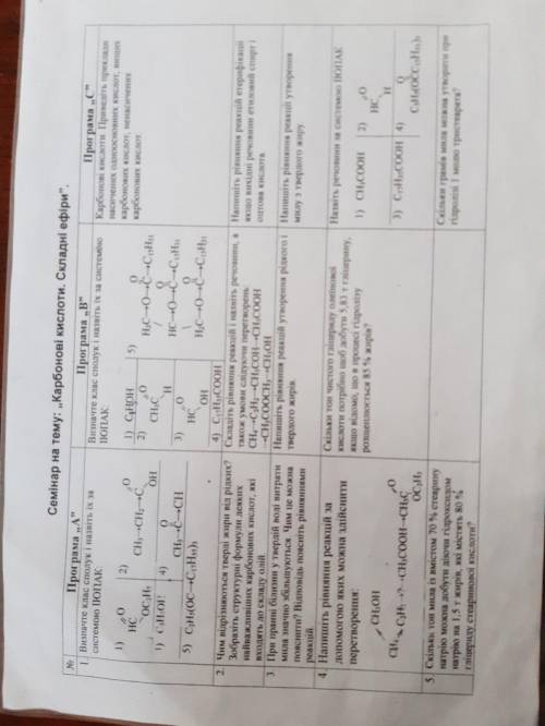 Семинар по химии Карбонові кислоти.Складні ефіри